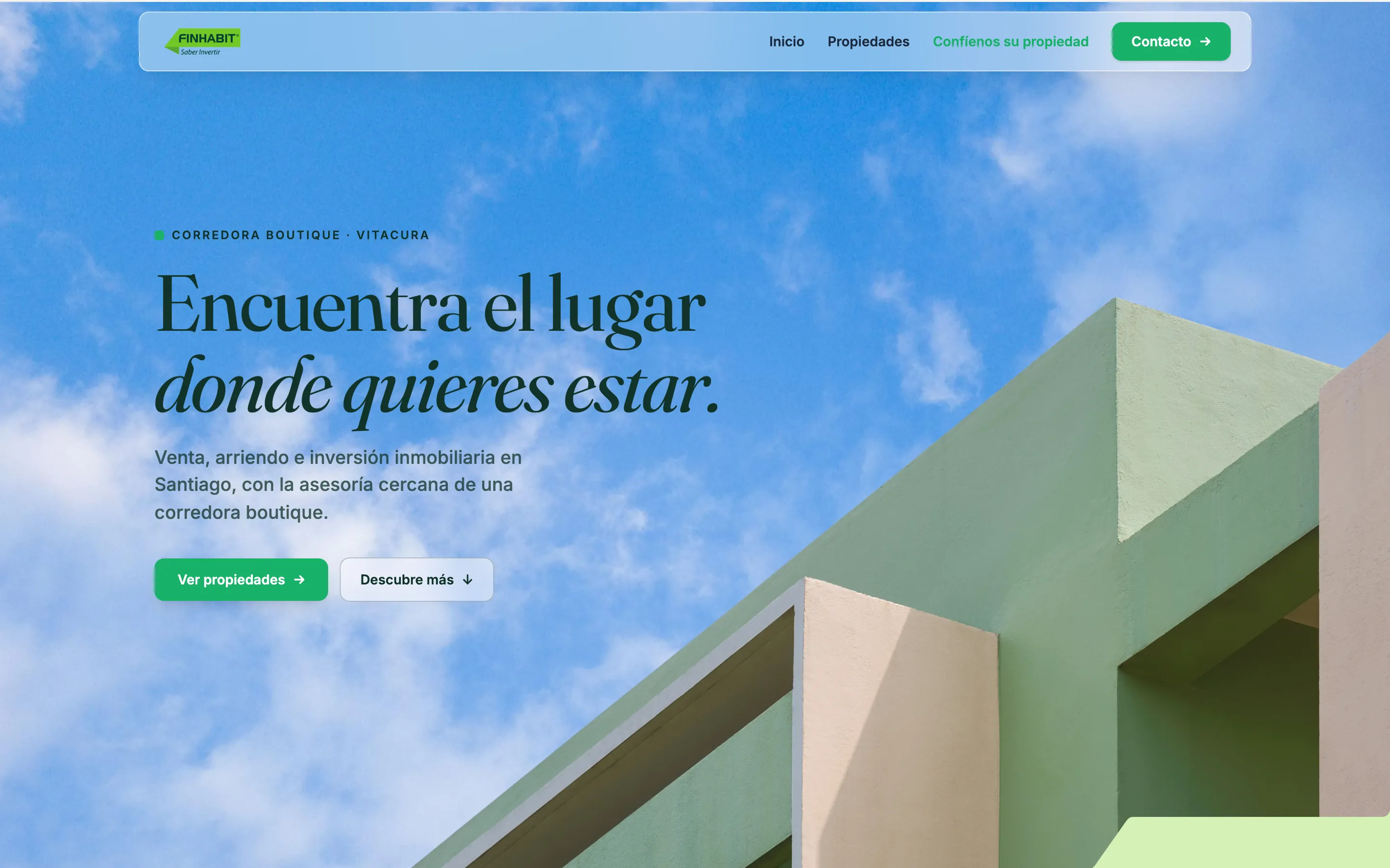 Portada del sitio de Finhabit