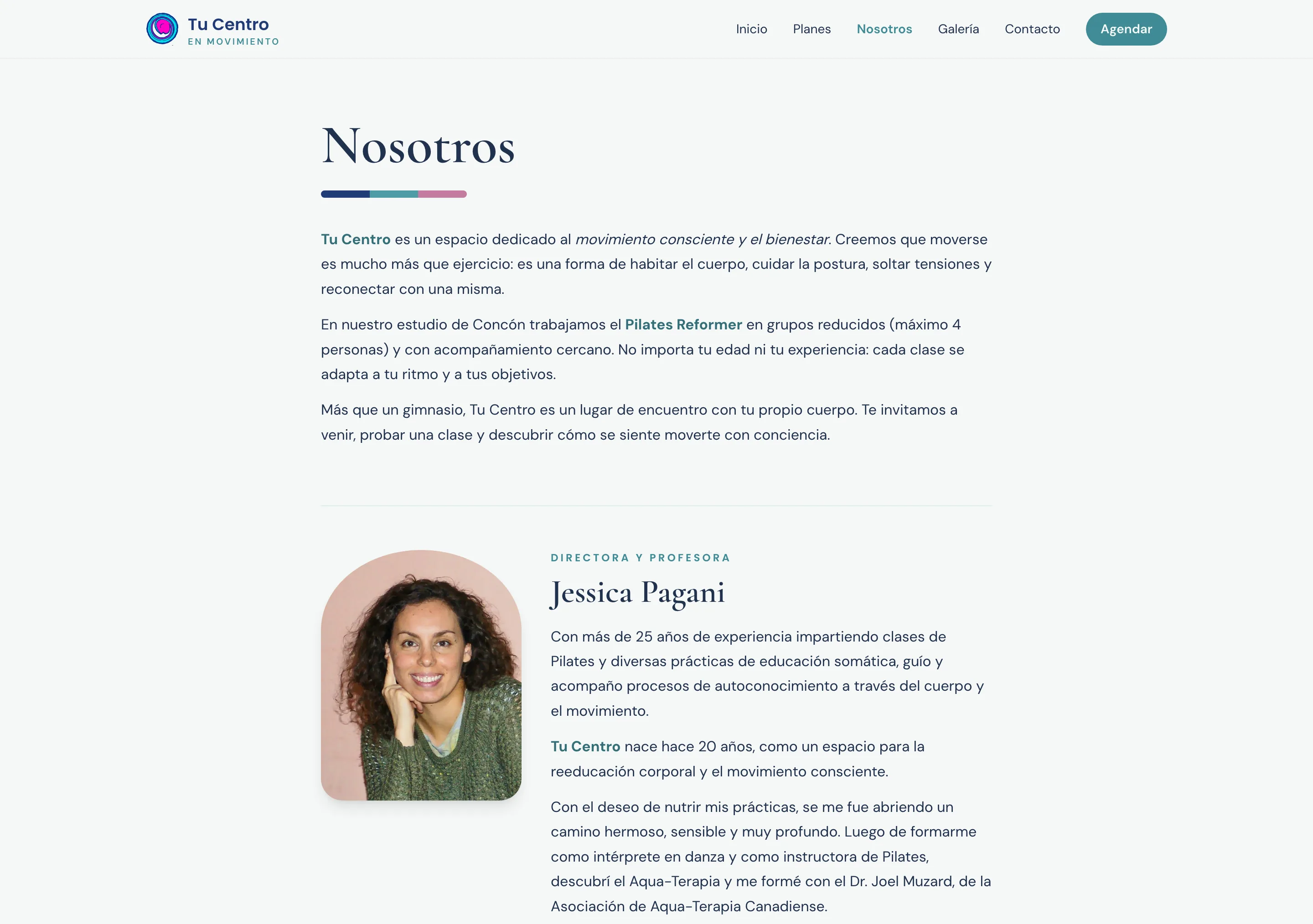 Página nosotros de Tu Centro