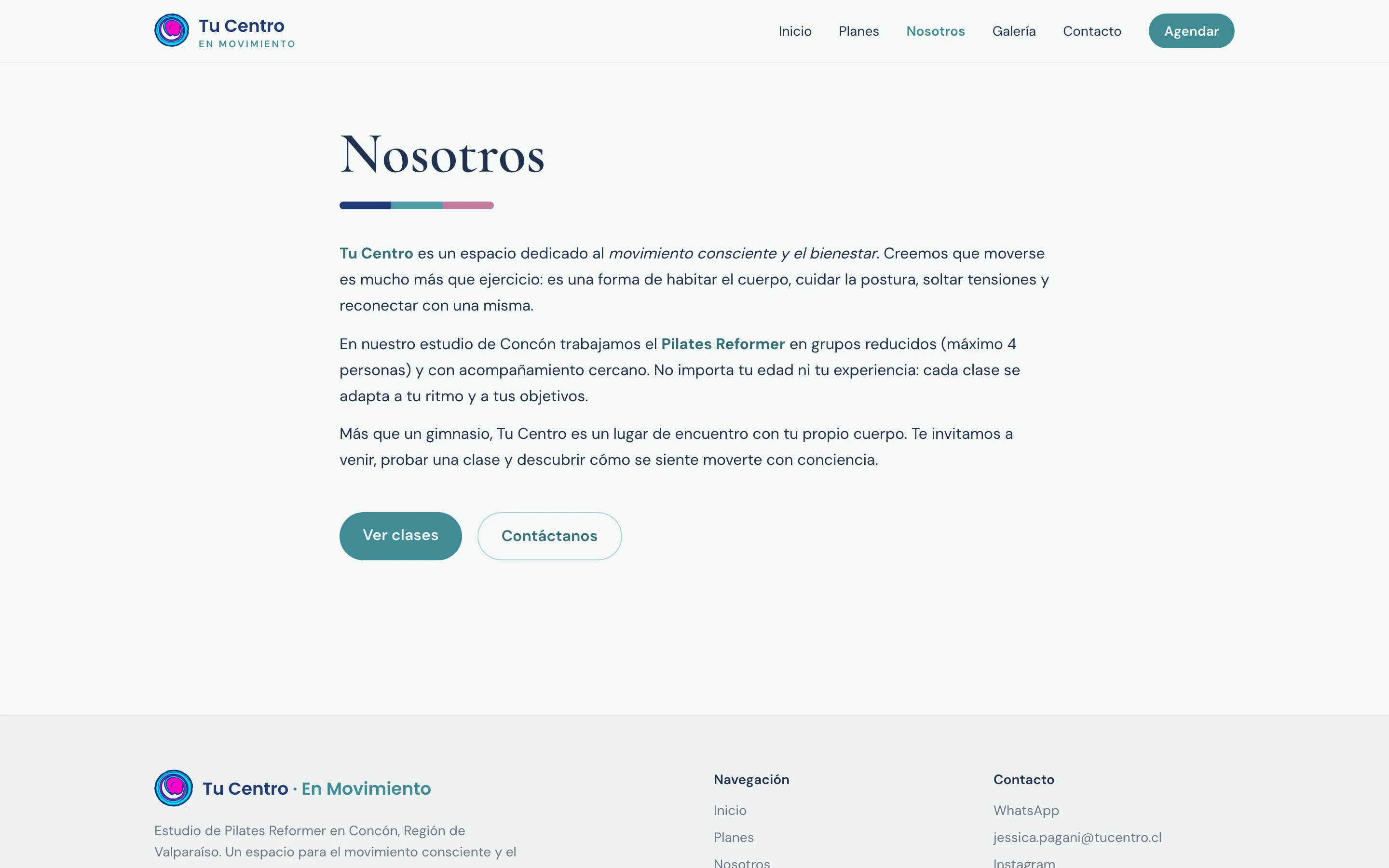 Página nosotros de Tu Centro
